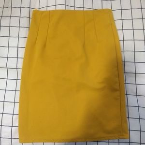 Mustard yellow pencil skirt
